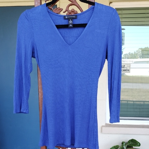 INC International Concepts Dark Royal Blue 3/4 Sleeve Top - Picture 5 of 10